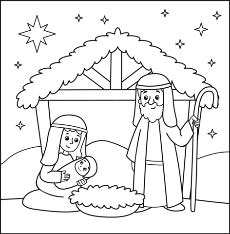 Christmas Nativity Coloring Page